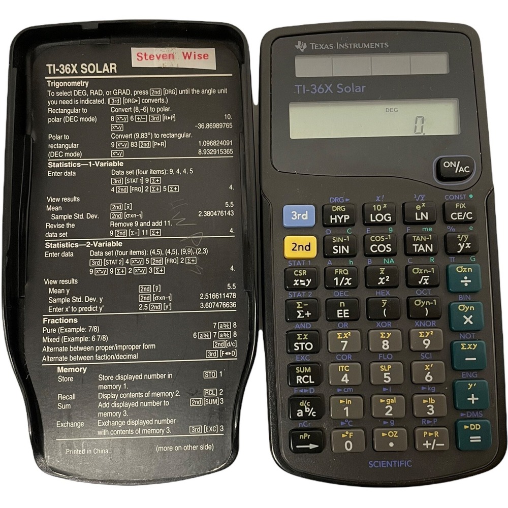 Texas Instruments TI- 36X Solar Calculator with Cover Black